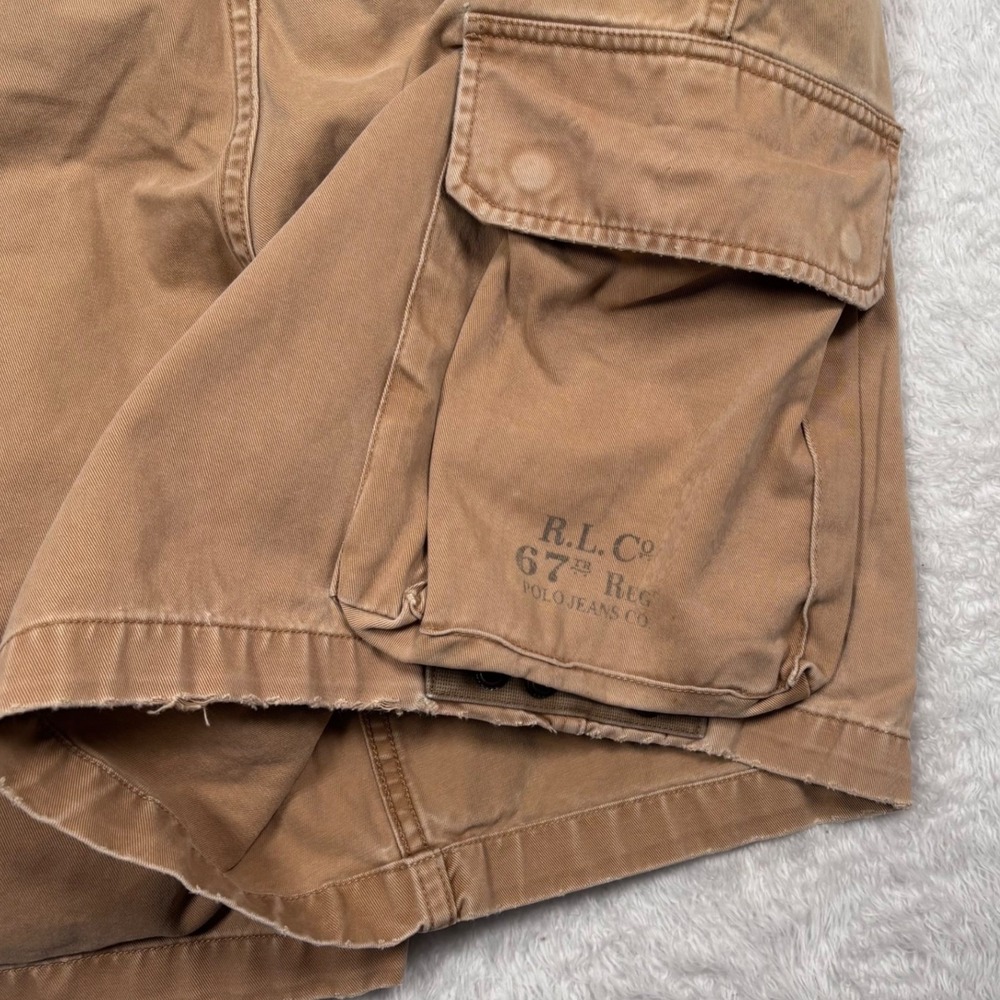 VTG 90s Ralph Lauren Polo Jeans Co Cargo Short Men 38 Tan Military Paratrooper - Picture 3 of 16